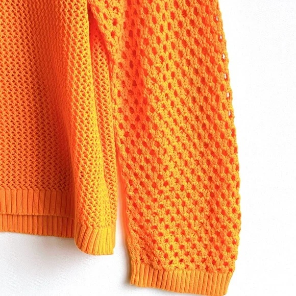 NEW J. Crew Shirt Crochet Crewneck Beach Sweater Orange Nautical Swim Resort - Picture 6 of 12